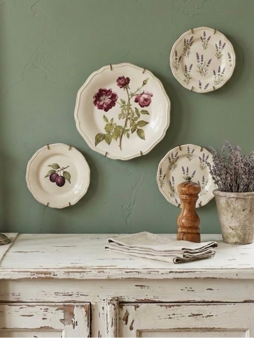 Lenox Accoutrements Charlotte Green Salad Plate white ceramic floral botanical